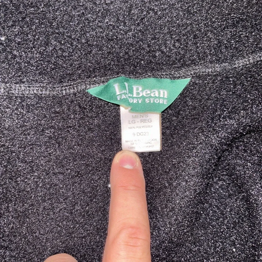 LL Bean Fleece Jacket Mens LR Black Pockets Mock Neck Outdoor Warm Full Zip Warm